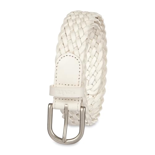 Levi's Women's Fully Adjustable Casual Leather Braided Belt for Jeans and Dresses - color: White, size: X-Large