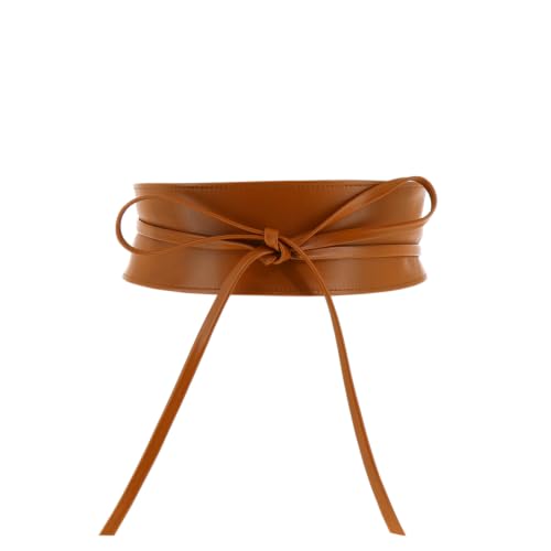 FASHIONGEN - Woman Italian leather Obi belt, CASSIANE - color: Camel, size: Small-Medium