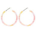 BaubleStar Tortoise Shell Resin Hoop Earrings Fashion Jewelry - color: Pink