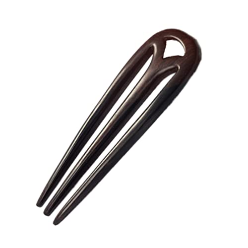 Beaupretty 3- Prong Hair Fork Carved Wood Hairpin Vintage Hair Chopstick Hair Bun Holder Hair Styling Accessory for Woman Girl ( Brown ) - color: Black