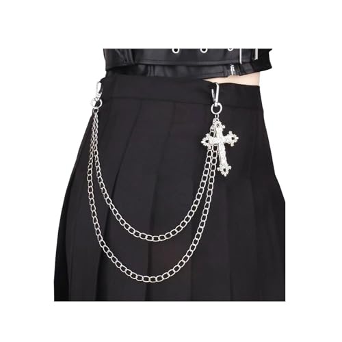 Layered Pants Chain for Men Women Punk Chain Hip Hop Jewelry Clothing Accessories Vintage Jeans Chains - style: Silver two layered