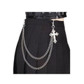 Layered Pants Chain for Men Women Punk Chain Hip Hop Jewelry Clothing Accessories Vintage Jeans Chains - style: Silver two layered