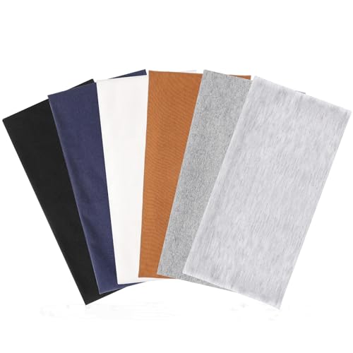 6 Pack Wide Sports Headbands, Non Slip Head Bands for Women's Hair Cotton Stretchy Hair Bands for Women Girls (Width 4.7 inches) - color: Black, white, dark gray, blue, brown,gray