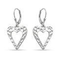 LeCalla 925 Sterling Silver Drop & Dangle Earrings for Women | Handmade Hammered Textured Drop Dangle Earring Jewelry | Women's Hammered Earrings Jewelry for Gift Mom Wife - color: Open Heart