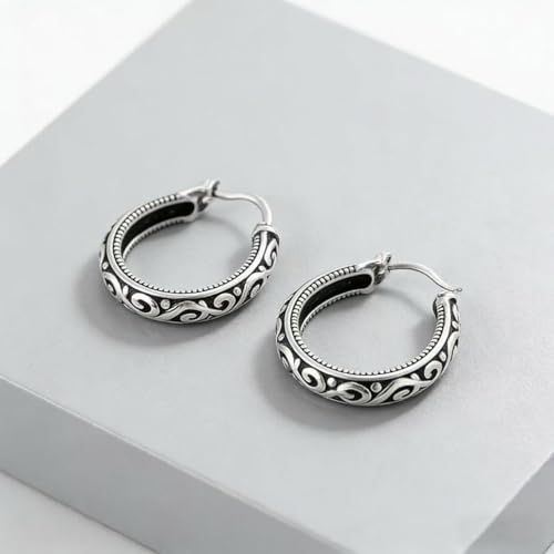 Vintage Filigree Hoop Earrings For Women Boho Engraved Statement Jewelry For Summer Daily Wear Party