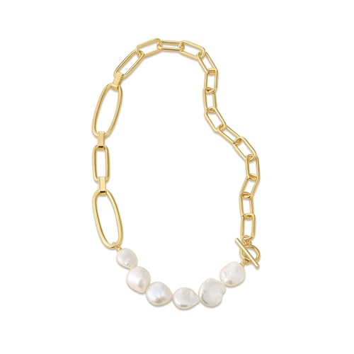 ARSIS 18K Gold Plated Shell Pearl Necklace for Women, 35"/45" Long Dainty Pearl Layering Necklace Beaded Choker, Vintage Boho Strand Necklace Vacation Jewelry Gift for Birthday Anniversary Party - color: 42cm Baroque Pearl