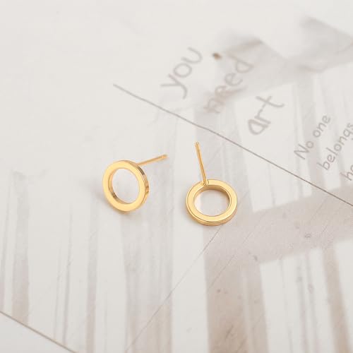 18K Gold Love Knot Stud Earrings for Women Statement Button Pearl Stud Earrings Minimalist Cute Small Post Earring - color: 6.Circle