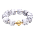 Soyzvteo Chunky Beaded Bracelets Boho Acrylic Geometric Beaded Bangle Bracelet Chunky Statement Jewelry for Women - color: White