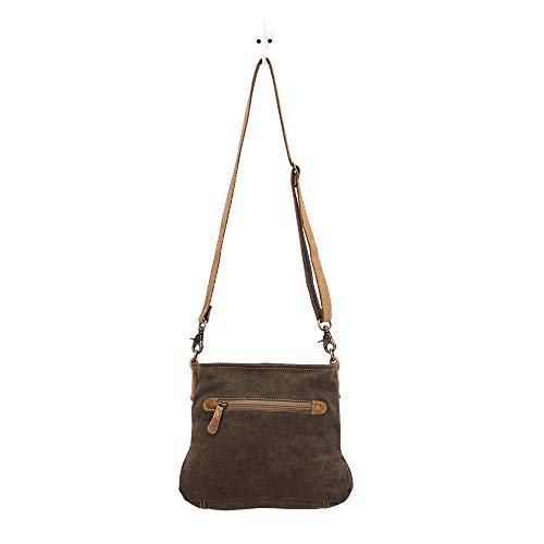 Myra Bag Floral Purses for Women - Genuine Leather and Canvas Floral Purse with Flower Print, Flower Handbags for Women - style: Saplings Shoulder Bag