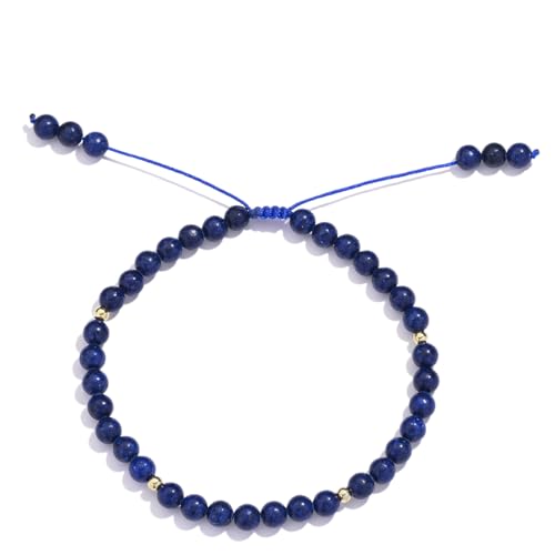 Softones 6mm Natural Stone Anklet for Women Gemstone Ankle Bracelets for Women Healing Energy Crystal Anklets Adjustable(8.5-10 Inches) - color: Lapis Lazuli