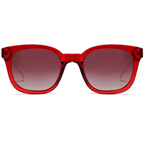 SOJOS Classic Square Polarized Sunglasses Womens Mens Retro Trendy UV400 Sunnies SJ2050 - color: Red/Reddish Brown