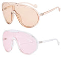 Dollger Oversized One Piece Sunglasses For Women Fashion Men Wrap Around UV400 Shield Goggles - color: 2 Packs: Champagne+pink