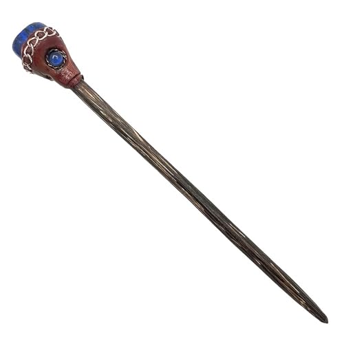 Mia Jewel Shop - Natural Tumbled Healing Gemstone Crystal Chonta Wooden Hair Sticks – Handmade Hair Sticks for Women | Hair Pins Boho Reiki Accessories, Fashion Gifts (Blue Lapis Lazuli) - color: Blue Lapis Lazuli