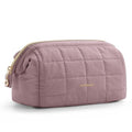 BAGSMART Makeup Bag Travel Cosmetic Bag, Puffy Padded Make Up Bags for Women Makeup Organizer Case, Wide-open Pouch Purse Travel Essentials Toiletries Accessories Brushes, Grayish Purple - color: 03-Dusty Lavender Purple