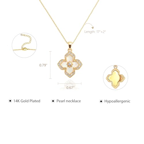 Luxval Diamond Pendant Gold Necklace for Women，Dainty 18k Gold Plated Choker Necklaces Simple Gold Jewelry Gifts for Women Girls - color: Gold-clover