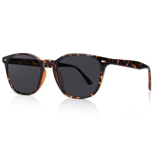 DrRelax Retro Sunglasses Womens Trendy Round Polarized Shades Sun Glasses - color: Leopard Frame Grey Lens