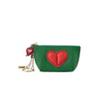 Red Heart Design Small Coin Purse - Cute Compact Keychain Change Purse Soft Leather Wallet with Zipper for Women (Green) - color: Green