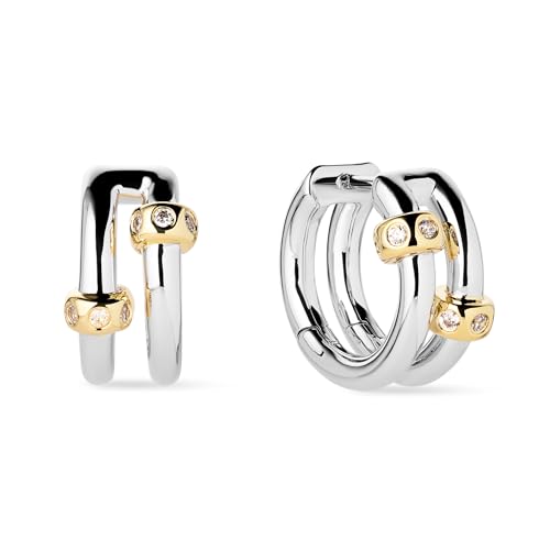 Ana Luisa Double Hoop Earrings for Women - 14K Gold Plated & Silver Rhodium Huggie Hoops - Hypoallergenic, Water-Resistant, Tarnish-Free, Small, Dainty & Trendy Two Hoop Earring Styles for Daily Wear - color: Two Tone Cyrus, size: Small
