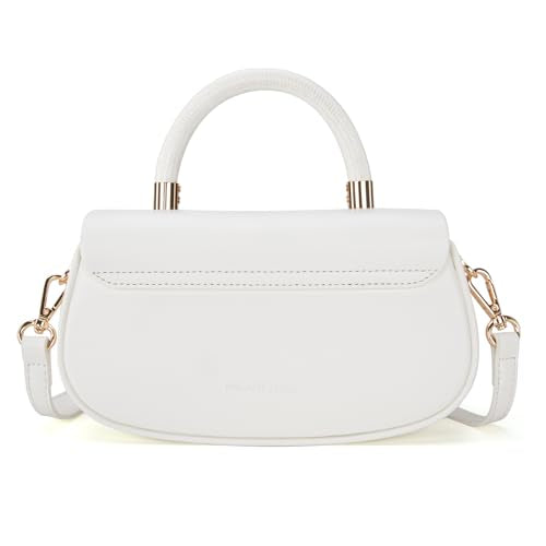 Milan Chiva Small Top Handle Purse for Women Elegant Crossbody Bag with Adjustable Strap for Evening Party & Daily Use - color: White