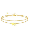 Silvora Ankle Bracelets for Women Waterproof 14K Gold/Silver/Black Initial Anklet for Women Dainty Layered Heart Ankle Bracelets Stainless Steel Adjustable Foot Chain Anklet Summer Beach Jewelry - color: A-Gold