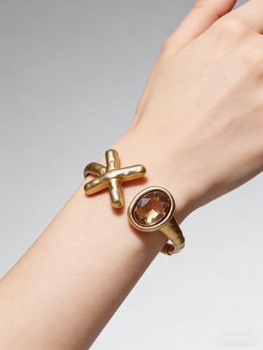 Chunky Gold Bracelet Trendy Gold Cuff Bracelets for Women Statement Silver Arm Cuffs Bangles Arm Punk Jewelry Accessories - style: Gold Bangle Bracelets
