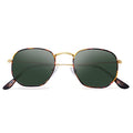 Polarized Sunglasses for Womens Men Trendy Square Hexagonal Flat Mirrored Sun Glasses UV Protection - color: A41-leopard/G15/Leopard