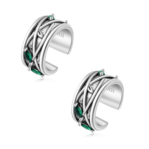 Cuff Earrings 925 Sterling Silver Ear Cuff Earrings Non-Piercing Fake Helix Cartilage Cuff Earrings Various Styles Ear Cuffs Fine Jewelry for Women - color: 2#leave earcuff