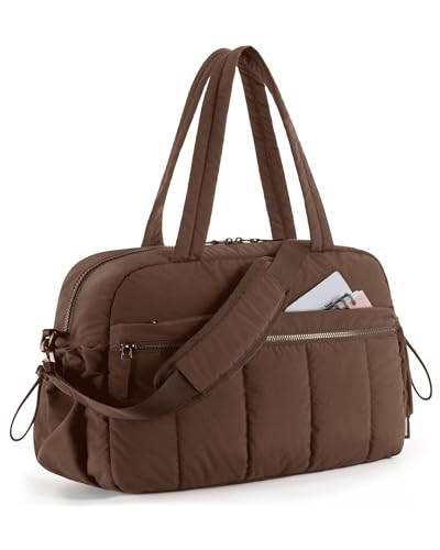 BAGSMART Gym Bag for Women, Duffle Bag for Travel with Wet Pocket, Lightweight Carry on Weekender Duffel, Water Resistant - color: Chocolate, size: Medium