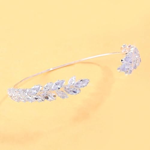 Gold Rhinestone Arm Cuff Bracelet for Women Adjustable Sparkly Upper Arm Cuff Wedding Party Jewelry - color: A1:silver arm cuff