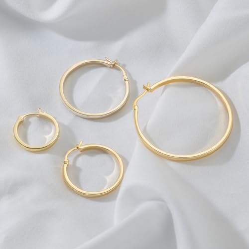 14K Gold Hoop Earrings for Women 14K Gold Earrings for Women Gold Hoop Earring for Womens Hoops Understated Elegance with Smooth Lines Hoops Earring for Womens 20/25/30/35/40/50 mm - size: 20MM