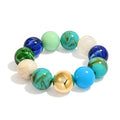 Multicolor Chunky Beaded Bracelet for Women Bold Acrylic Resin Stretch Bracelet Summer Beach Statement Bracelets Trendy Elastic Bangle Jewelry - color: Large bead bracelet-multi blue