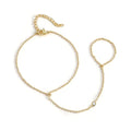 BAYLAY Hand Chain Bracelet, 14K Gold Plated Ring Bracelet Hand Chain Dainty Gold Bracelet for Women Trendy Finger Ring Slave Bracelets Hand Jewelry for Women Summer Beach Boho Gifts Trendy Stuff - color: 1CZ