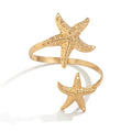 COLORFUL BLING Ocean Starfish Flower Arm Cuff Bracelet for Women Boho Floral Bangle Summer Beach Vacation Armband Jewelry - color: A gold stafish