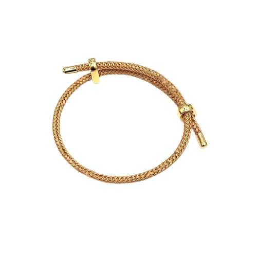 Caiyao Unisex Steel Rope Bracelet Couple Bracelet Simplicity Fashion Titanium Buckle Adjustable Wire Rope Bracelet for Women Men Jewelry Gift - color: gold