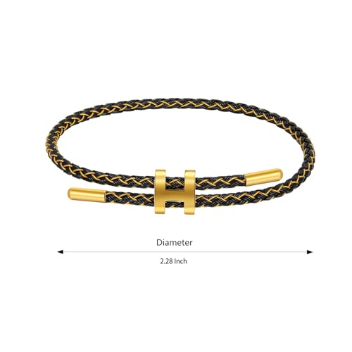 AIMADE Bracelets for Women Adjustable Charm Bracelet, 18k Gold-plated Buckle Design Titanium Steel Wire Rope Women's Gift Jewelry - color: Gold-Black
