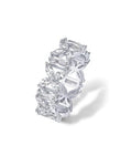 PAVOI 14K Gold Plated Marquise Eternity Rings for Women - Cubic Zirconia Chunky Stackable Wedding Ring - Statement Baguette CZ Gold Wedding Bands for Women - Promise Band Bridal Jewelry - color: White Gold