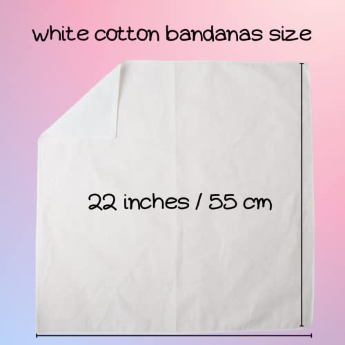 White Bandanas Women Men Large Cotton Tie Dye Party Supplies Plain Head Wrap Handkerchiefs Multifunctional