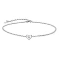 Suplight 925 Sterling Silver Initial Heart Anklets for Women Dainty Ankle Bracelets Letter Anklet Adjustable Plus Size Foot Chain Summer Beach Boho Jewelry - color: W