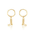Mameloly Cowgirl Earrings for Women CZ 14K Gold Plated Western Cowboy Hat Dangle Hoop Earrings Cute Jewelry Hypoallergenic - color: Boot