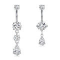 Briana Williams Belly Button Ring Clear CZ Dangle Belly Button Piercing Belly Rings Dangle Belly Button Rings Surgical Steel Teardrop Dangle Belly Button Jewelry for Women Silver Gold - color: A -silver