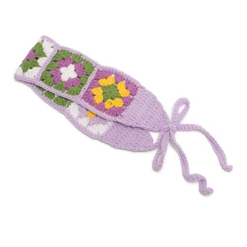 ZLYC Women Floral Headband Handmade Crochet Knit Vintage Hair Bands (Floral Purple) - color: Floral Purple