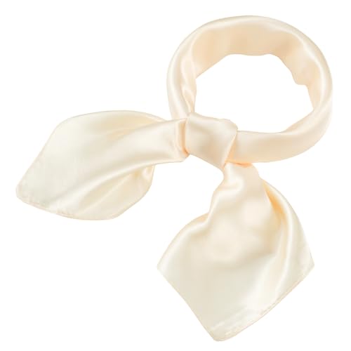 QBSM Womens 23.6 inch Satin Silk Feeling Formal Square Neck Scarf Head Hair Wraps Kerchief - color: Cream White