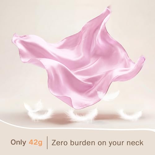 American Trends Women Silk Feeling Scarf Satin Head Scarves Square Wrap Neck Scarf Lightweight Silk Like Bandana - color: 05 Pink