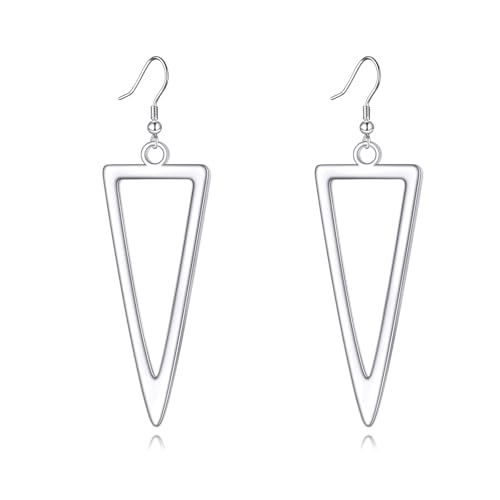 POPLYKE Sterling Silver/Rose Gold/Gold Plated Large Hoop Earrings Circle Dangle Drop Earrings for Women 40 50 60 70 80mm - color: Triangle, size: 50mm