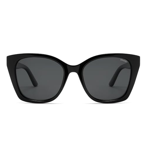 SOJOS Vintage Oversized Cateye Sunglasses Womens UV400 Large Designer Shades Lentes De Sol Para Mujer SJ2634 - color: Black/Grey