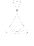 Paloli Gothic Cross Body Chain for Women – Silver Tone Adjustable Waist Body Jewelry, Vintage Filigree Y-Style Harness Necklace for Festival Party Outfit - style: MoonLight Crystal