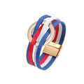 Fuqimanman2020 Circle Charm Leather Wrap Bracelet Boho Handmade Layered Cuff Bracelets for Women Teen Bohemian Multi Strand Bangle Bracelets Holiday Jewelry - color: blue white red