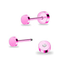 ZDE Women Earrings Flat Back Dot Earrings Titanium Hypoallergenic Cartilage Non-Nickel Earrings Studs for Sensitive Ears Simple Classic 3mm/4mm/5mm/6mm Screw On Stud Earring - color: Pink, size: 3MM