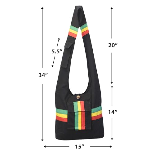 Mandala Crafts Hippie Bag, Large Boho Hobo Purse for Women, Crossbody Shoulder Sling Bags for Indie Style Bohemian Accessory - style: Rasta