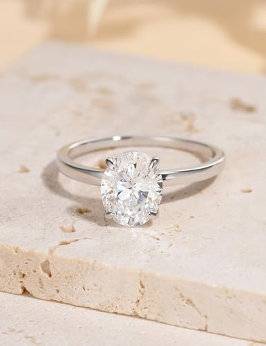 EAMTI 3CT 925 Sterling Silver Engagement Rings Oval Cut Solitaire Cubic Zirconia CZ Wedding Promise Rings for Her Wedding Bands for Women Size 3-11 - color: Brass-Silver